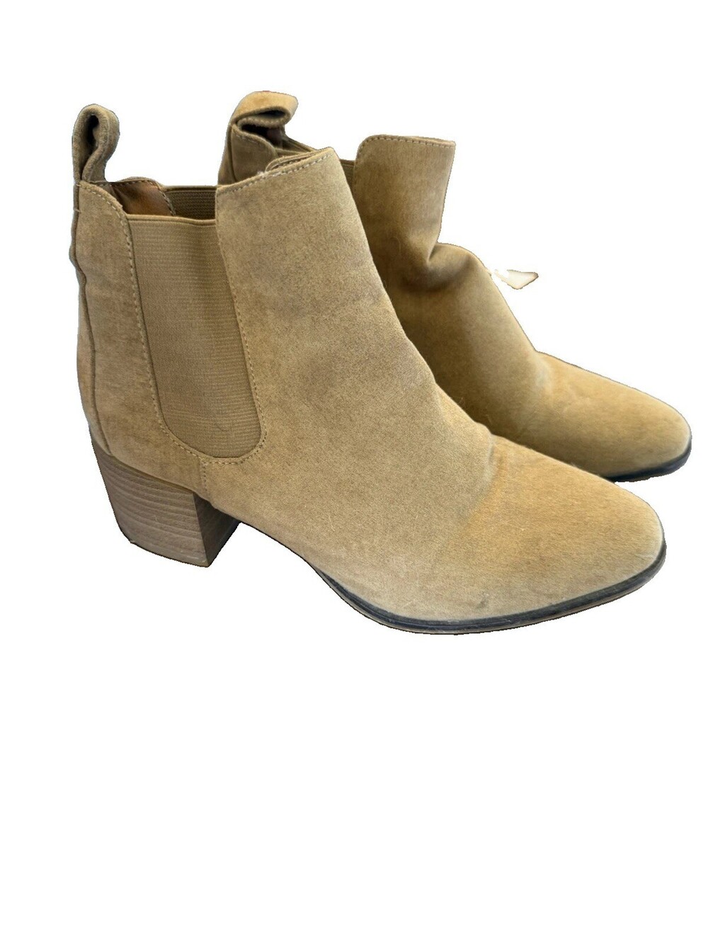 American Eag Boots Womens Size 7 Brown Suede  Chelsea Block Heel Booties